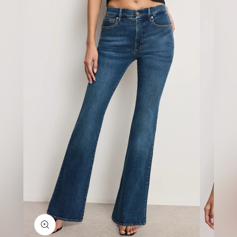 Good American Mid Wash Blue Flare Jeans